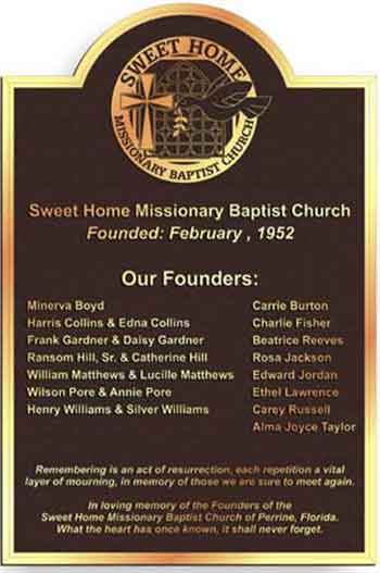 church plaque, bronze church sign